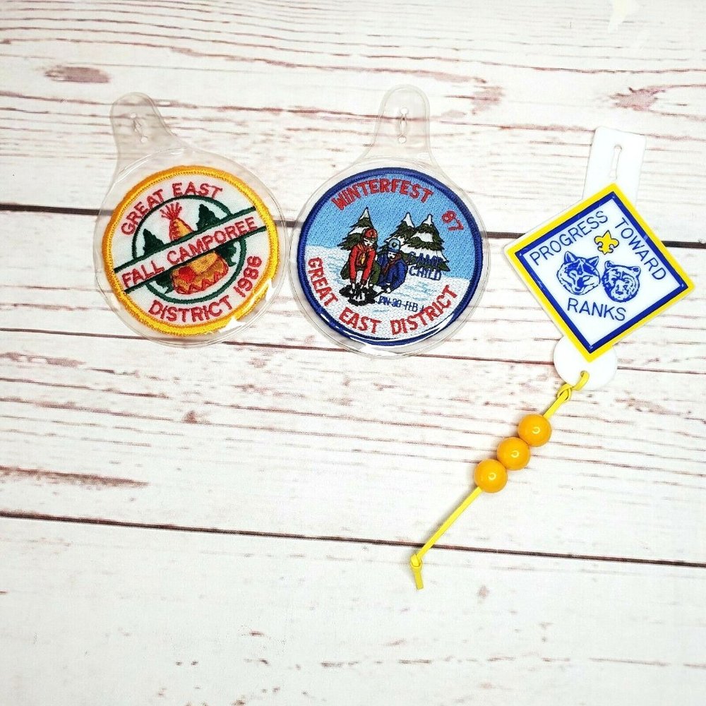 3 Vintage Cub Scouts Great East Fall Camporee 86 ,Winterfest 87 & Progress Badge
